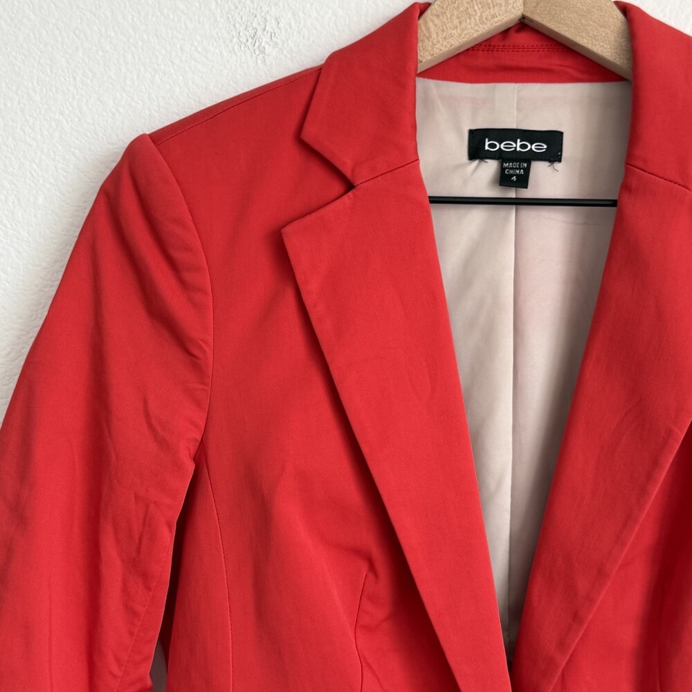 Y2K Bebe High Risk Red Blazer Single Button Office Siren Power Dressing Business - Picture 3 of 8